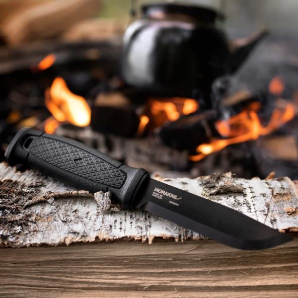 Morakniv Garberg Full Tang Fixed Blade Knife with Carbon Steel Blade with Survival Kit, Black, 4.3 Inch - Image 3