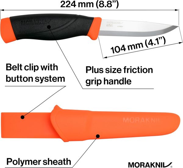Morakniv Companion Heavy-Duty Carbon Steel Fixed-Blade Knife with Sheath, 4.1 Inch - Image 3