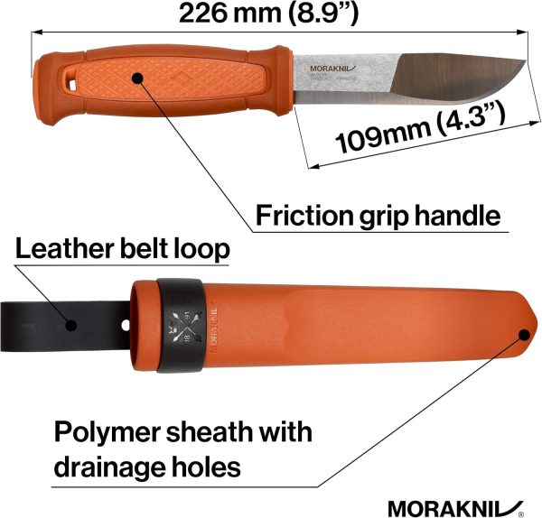 Morakniv Kansbol Stainless Steel Fixed-Blade Survival Knife With Sheath, Burnt Orange, 4.3 Inch - Image 3