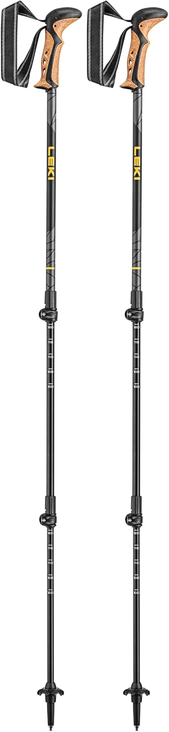 LEKI Khumbu Lite Aluminum Adjustable Lightweight Walking Poles for Trekking & Hiking - Orange-Anthracite-Black - 100-135 cm