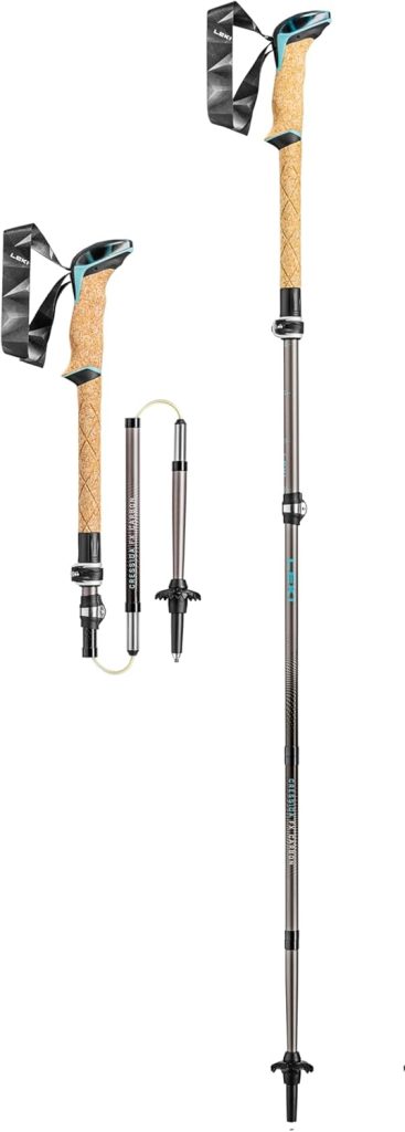 LEKI Cressida FX Carbon Collapsible Lightweight Walking Poles for Trekking & Hiking - Brown-Lightblue-Metallic - 100-120 cm