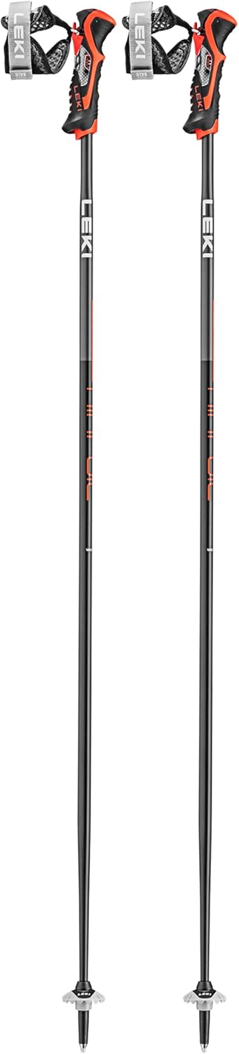 LEKI Airfoil 3D Lightweight Aluminum Ski Poles for Alpine Skiing - White-Dark Anthracite-Neonyellow - 120 cm