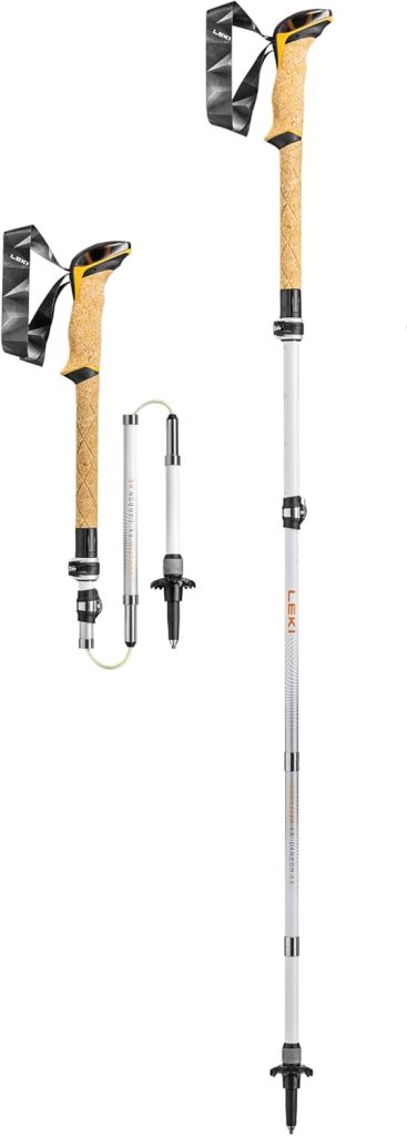 LEKI Cressida FX Carbon AS Collapsible Lightweight Walking Poles for Trekking & Hiking - White-Orange-Silver - 100-120 cm