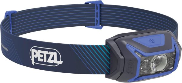 PETZL ACTIK CORE Headlamp - Powerful, Rechargeable 600 Lumen Light with Red Lighting for Hiking, Climbing, and Camping - Blue