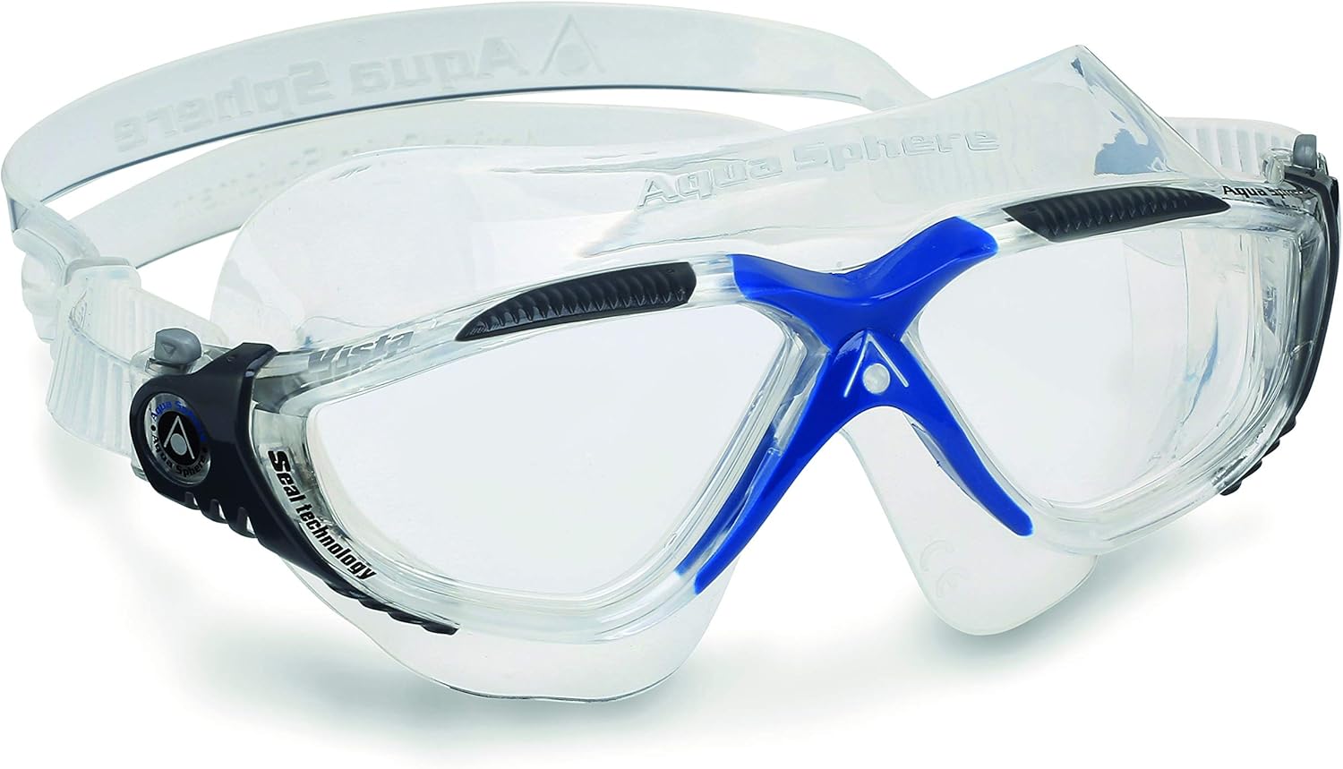 Aqua Sphere Vista Swim Mask with Clear Lens, Gray/Blue