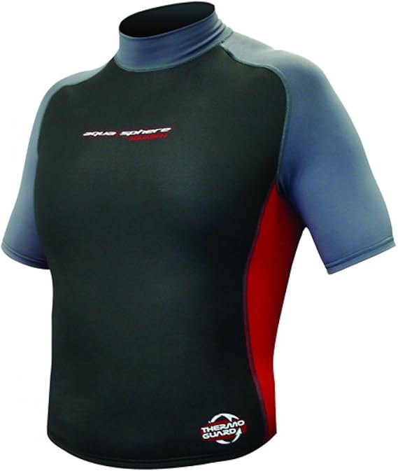Aqua Sphere Men's Aqua Skins-Rashguard, Black/Red, Large