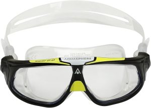Aqua Sphere Seal 2.0 Swim Goggles - Unisex Adult, Clear Lens, Black/Gray Frame,One Size
