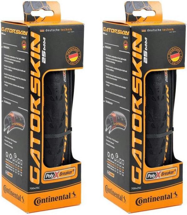 Continental GatorSkin DuraSkin Tire, 2-Count (Folding, 700 x 25mm), Black