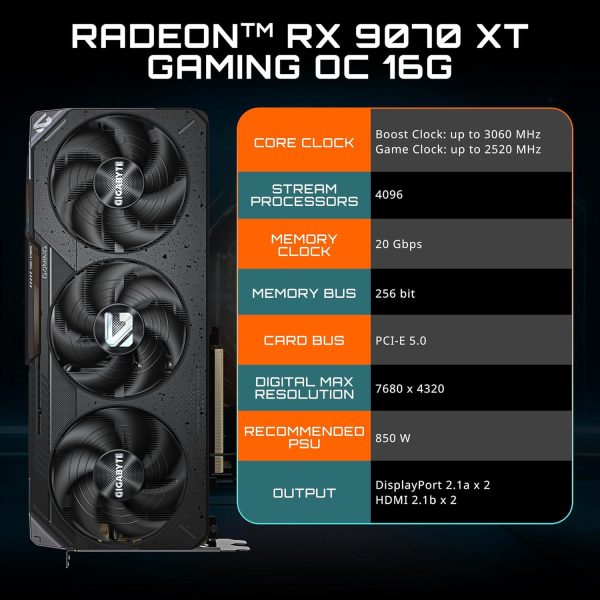 GIGABYTE RX 9070 XT Gaming OC 16GB - Image 2