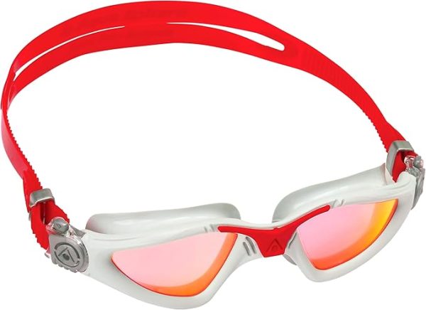 Aqua Sphere Kayenne Adult Swim Goggles - 180-Degree Distortion Free Vision, Red Titanium-Mirrored Lens, Gray/Red Frame, One Size - Image 2