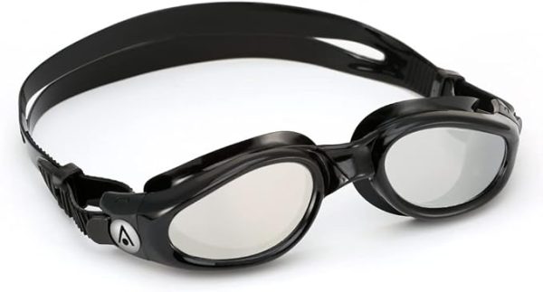 Aqua Sphere Kaiman Adult Swimming Goggles - Unisex Adult, Silver Titanium-Mirrored Lens, Black/Black Frame - Image 2