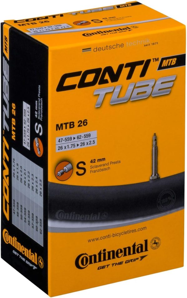 Continental MTB 26x1.75-2.5" / 47-559 -> 62-559 Inner Tubes - 42mm Presta Valve (Pack of 2 Tubes) - Image 2