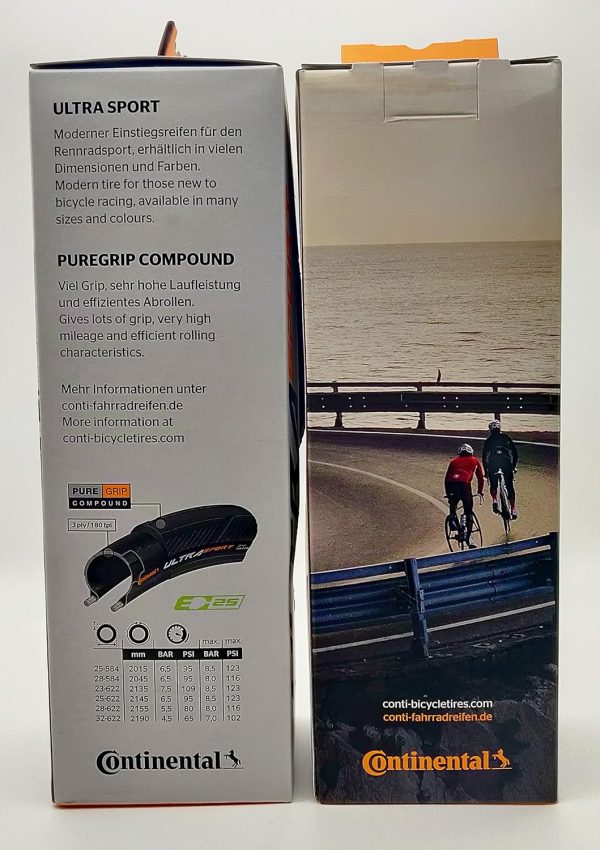 Continental Ultra Sport III 700x25c Black/Black Folding PureGrip - Pair (2 Tires) - Image 2