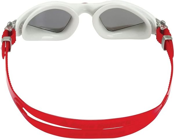 Aqua Sphere Kayenne Adult Swim Goggles - Unisex Adult, Silver Titanium-Mirrored Lens, Gray/Red Frame - Image 3