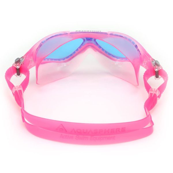 Aqua Sphere Vista Junior Kids Swim Goggles - Fits Like a Mask, Unisex Children, Blue Tinted Lens, Pink/White Frame - Image 4