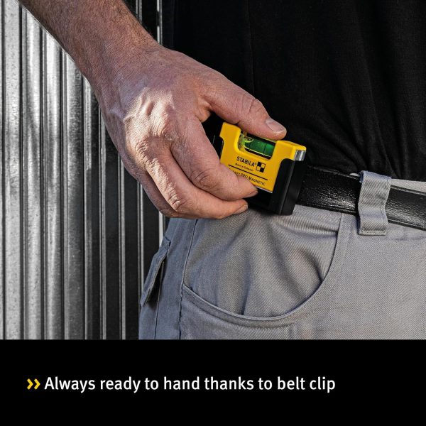 Stabila Pocket PRO Magnetic mini spirit level with belt clip 7 cm - Image 3
