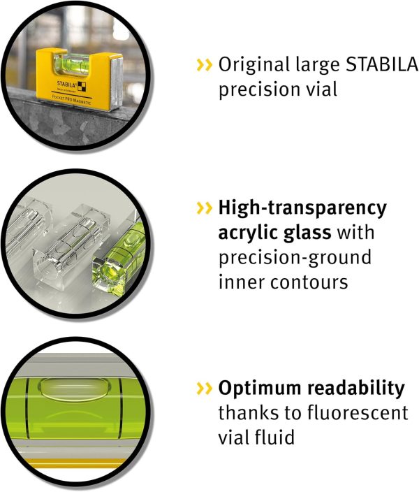 Stabila Pocket PRO Magnetic mini spirit level with belt clip 7 cm - Image 4