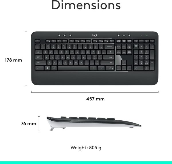 Logitech MK540 Advanced Wireless Keyboard and Mouse Combo for Windows - Image 3