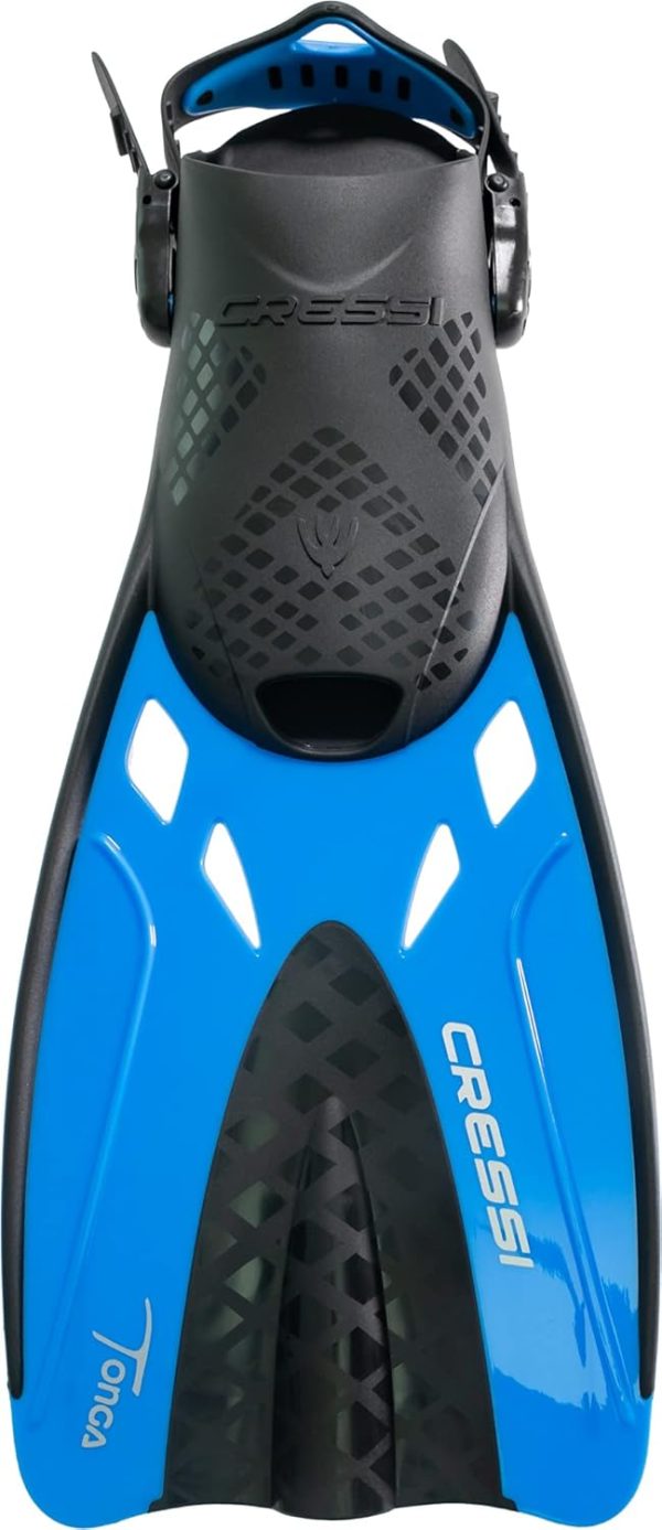 Cressi Tonga Short Adjustable Open Heel Fins, Black/Blue, L/XL - Image 3