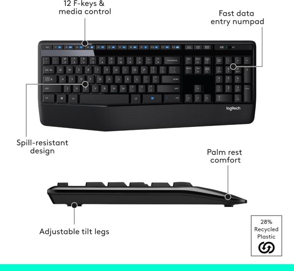 Logitech MK345 Wireless Keyboard and Mouse Combo with Palm Rest - Image 4