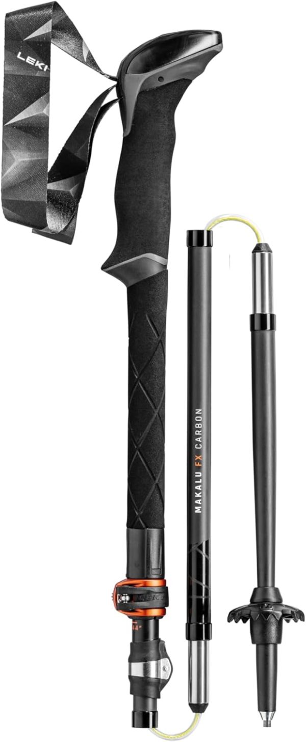 LEKI Makalu FX Carbon Adjustable Lightweight Walking Poles for Trekking & Hiking - Black-Orange-Carbon - 110-130 cm - Image 5