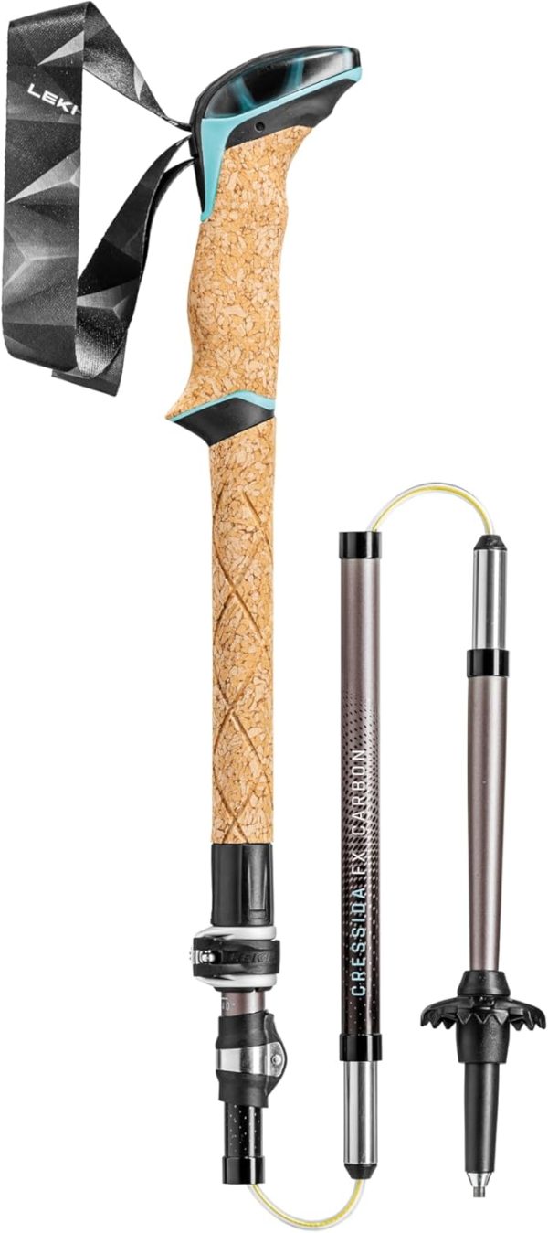 LEKI Cressida FX Carbon Collapsible Lightweight Walking Poles for Trekking & Hiking - Brown-Lightblue-Metallic - 100-120 cm - Image 5