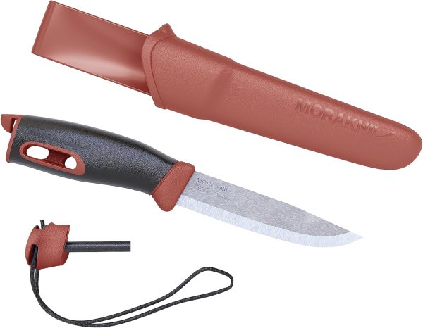 Morakniv Companion Spark Stainless Steel Fixed-Blade Knife With Sheath and Fire Starter, 3.9 Inch