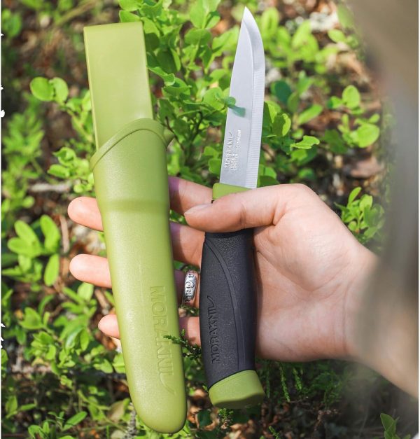 Morakniv Companion (S) Stainless Steel Fixed-Blade Knife With Sheath, Olive Green, 4.1 Inch - Image 4
