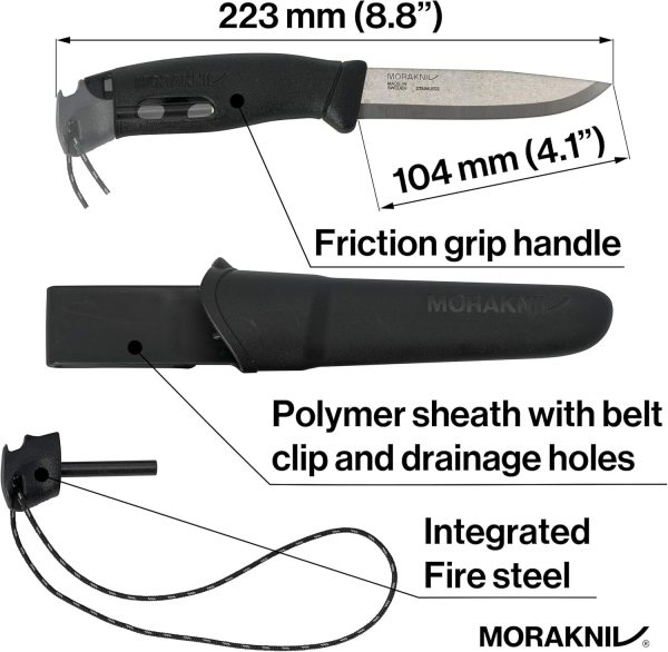 Morakniv Companion Spark Stainless Steel Fixed-Blade Knife With Sheath and Fire Starter, 3.9 Inch - Image 2