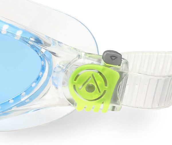 Aqua Sphere Vista Junior Swim Mask with Blue Lens (Clear/Lime). UV Protection Anti-Fog Swim Goggles for Kids - Image 6