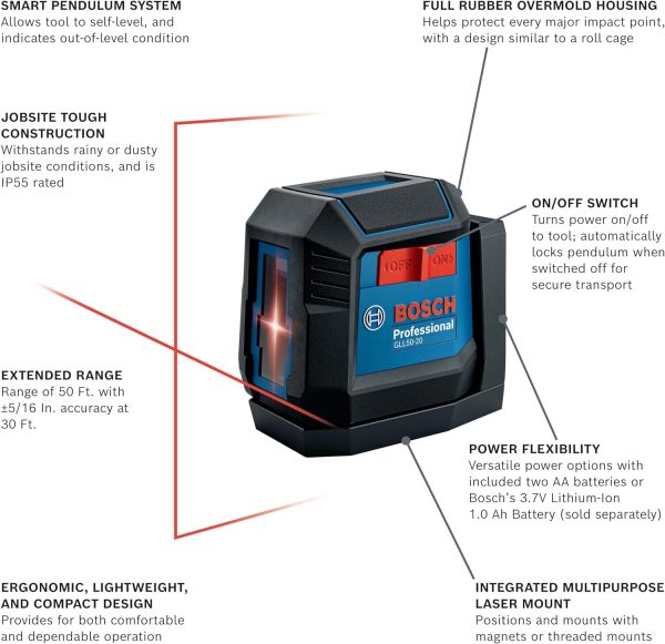 Bosch 50 Ft Self-Leveling Cross-Line Laser - Image 2