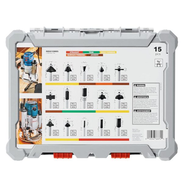 Bosch 15-Piece Carbide-Tipped Wood Router Bit Assorted Set - Image 3